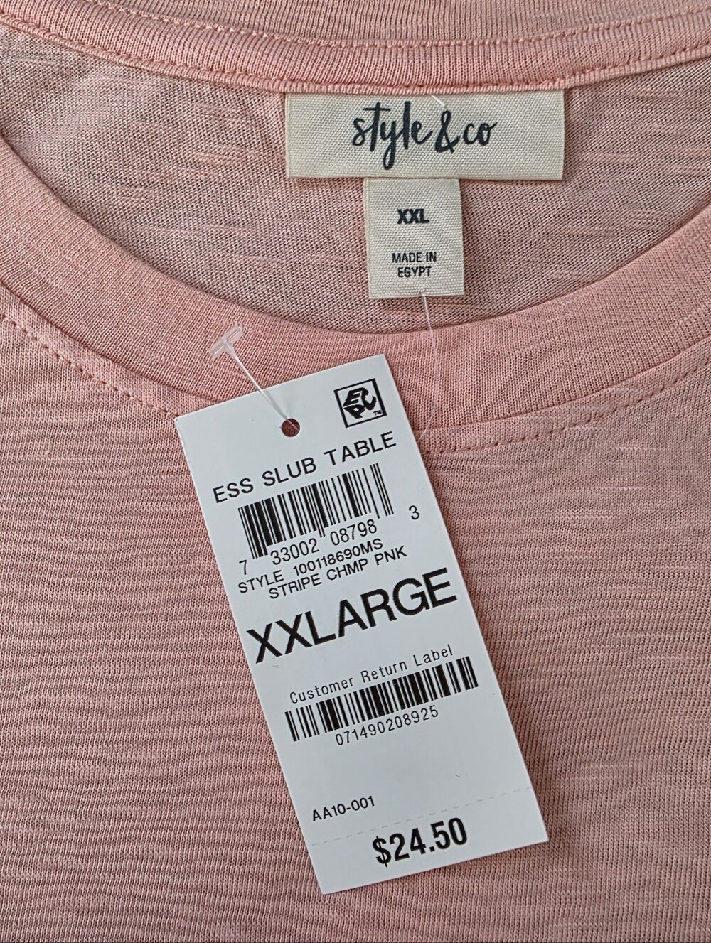 Style & Co Short Sleeve Rainbow Stripe Tee Pink Women's - Picture 3 of 7